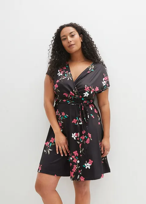 Jerseykl&auml;nning med omlottlook, bonprix