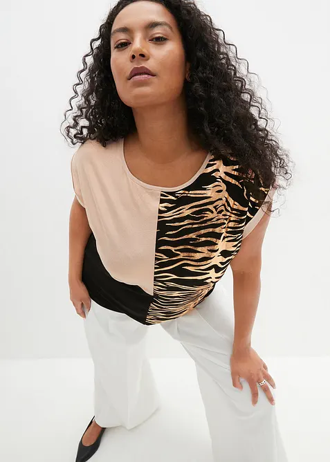 Topp med lappt&auml;ckslook, bonprix