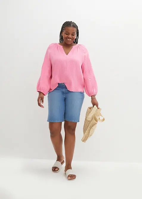 Muslinblus i oversizemodell av bomull, bonprix