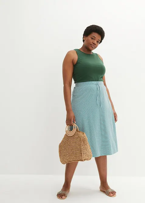 Kn&auml;l&aring;ng randig jerseykjol, bonprix