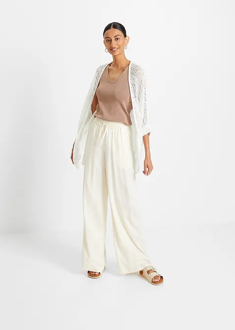 Lång cardigan med hålmönster, bonprix