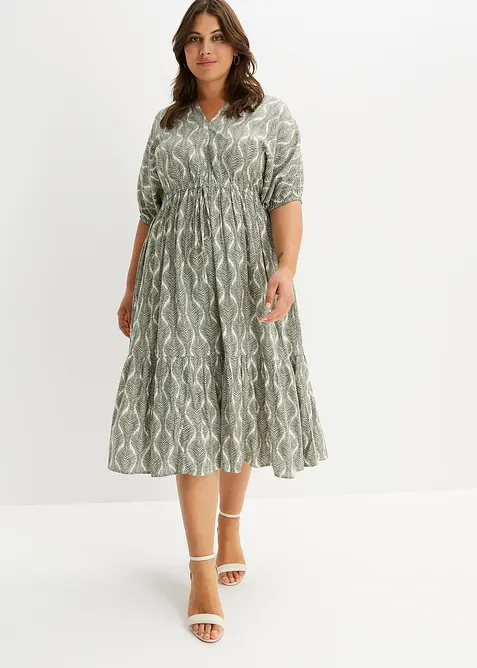 Mellanlång klänning i följsam viskos, bonprix