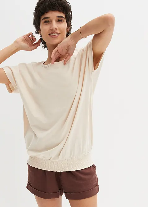 Flammgarnstopp av ekologisk bomull med smockad nederkant, bonprix