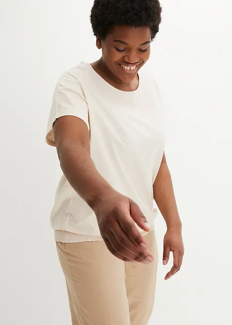 Flammgarnstopp av ekologisk bomull med smockad nederkant, bonprix