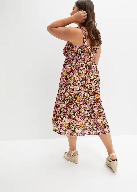 Mönstrad mellanlång klänning, bonprix