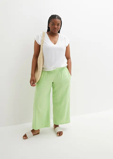 Kort&auml;rmad blus med V-ringning, bonprix