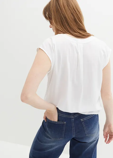 Kort&auml;rmad blus med V-ringning, bonprix