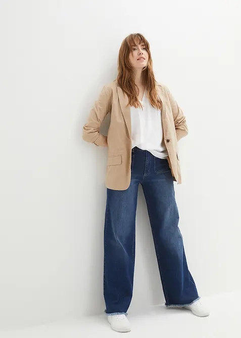 Kort&auml;rmad blus med V-ringning, bonprix