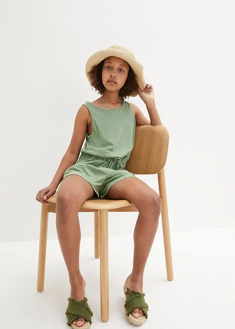 Jerseyjumpsuit i ren bomull för barn, bonprix