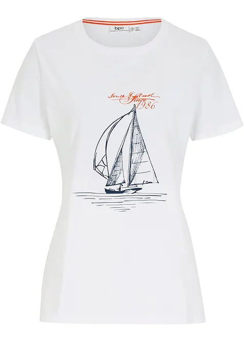 T-shirt i bomull med slits i sidan och tryck, bonprix