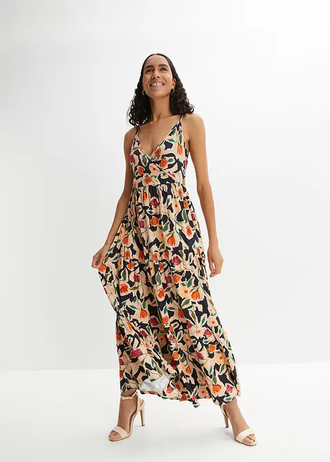 Maxiklänning i mjuk viskosmix, bonprix