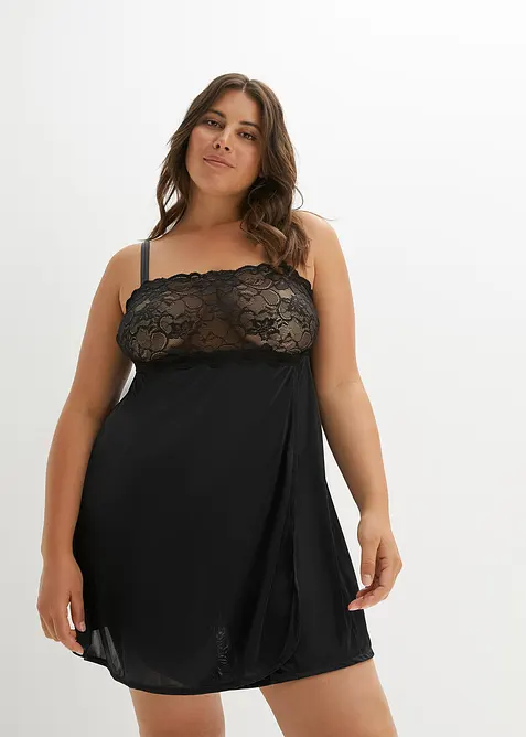 Negligé i glansigt material, bonprix