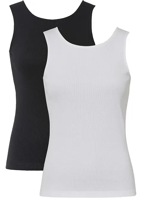 Ribbstickat linne i ekologisk bomull (2-pack), bonprix