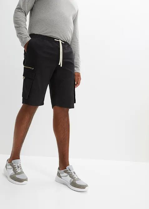 Stretchiga dra på-bermudas med cargofickor, Regular Fit, bonprix