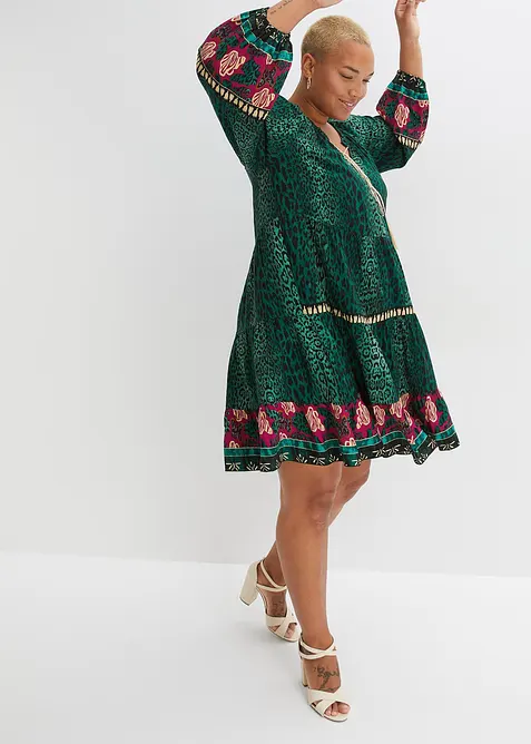 Mönstrad tunikaklänning av böljande viskos, bonprix