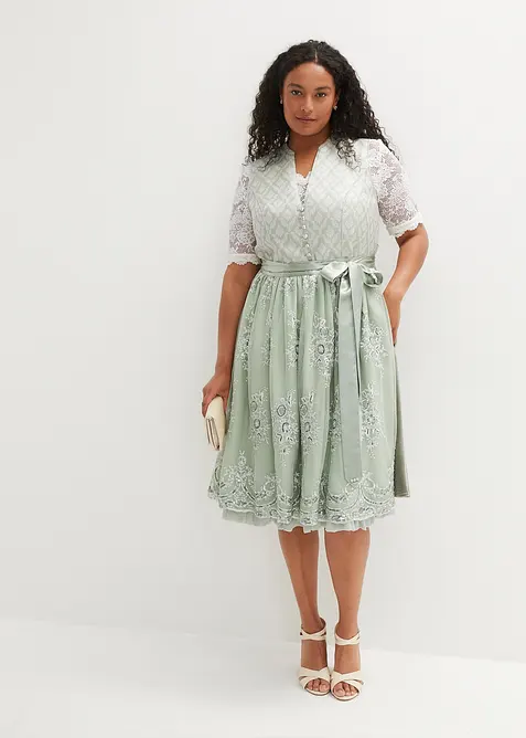 Dirndl med jacquard och broderi (2 delar), bonprix