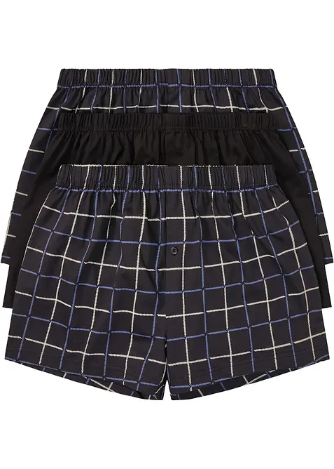 Ledigt skurna jerseyboxershorts i bomull (3-pack), bonprix