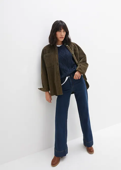 Comfort Stretch Wide Leg Jeans, Mid Waist, bonprix