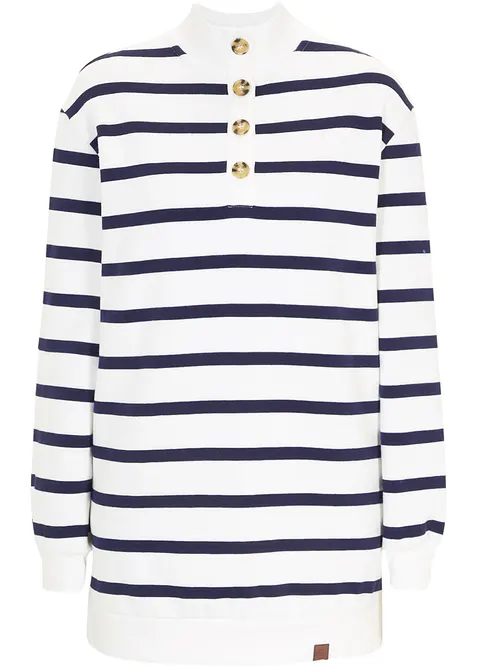 L&aring;ng sweatshirt med krage och dragkedja, bonprix