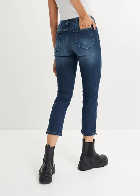 Bekv&auml;ma 7/8-stretchjeans med slits, bonprix