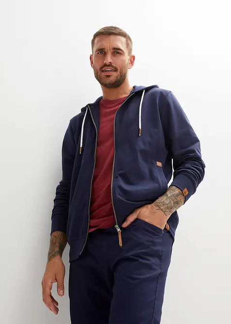 Munkjacka med detaljer i skinnimitation, bonprix