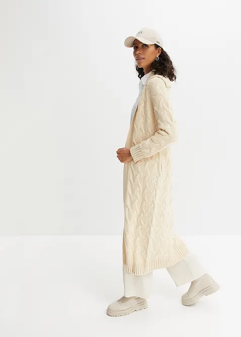 L&aring;ng cardigan med fl&auml;tstickning, bonprix