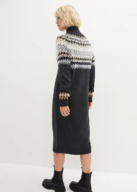 Lusemönstrad stickad klänning, bonprix