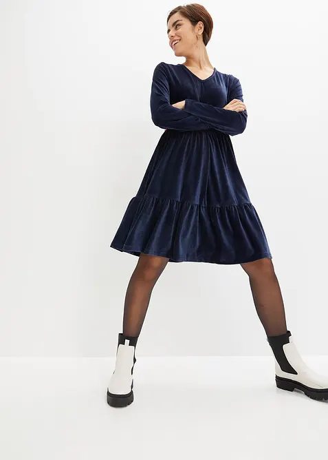 Minikl&auml;nning av elastisk sammet, bonprix