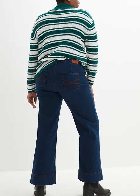 Comfort Stretch Wide Leg Jeans, Mid Waist, bonprix