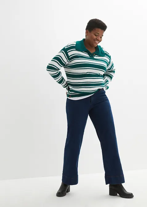 Comfort Stretch Wide Leg Jeans, Mid Waist, bonprix