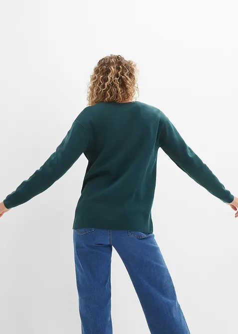 Milanostickad tröja med V-ringing, bonprix