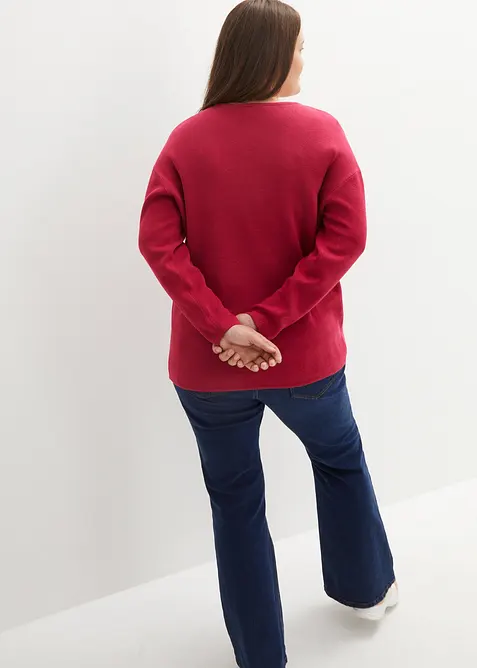 Milanostickad tröja med rund halsringning, bonprix