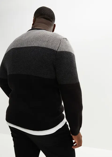 Tröja med rund halsringning och colour blocking-look, bonprix