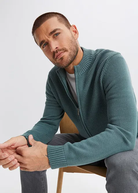 Finstickad cardigan av bomull, bonprix