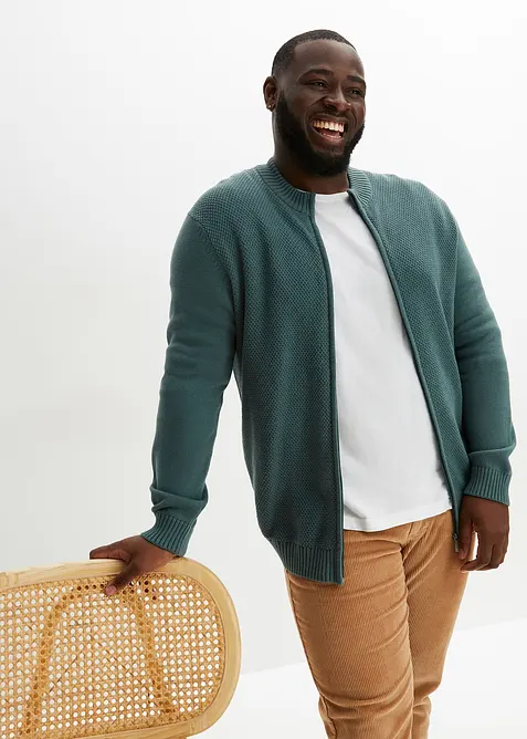 Finstickad cardigan av bomull, bonprix