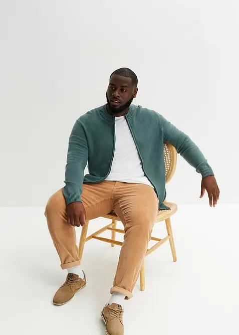 Finstickad cardigan av bomull, bonprix