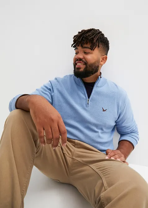 Tröja med krage och dragkedja i återvunnet material, bonprix