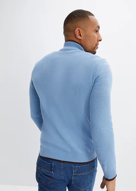 Tröja med krage och dragkedja i återvunnet material, bonprix