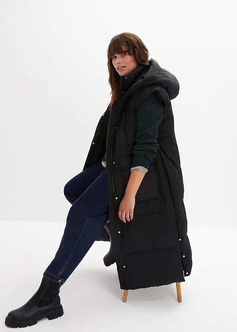 Vadderad t&auml;ckv&auml;st med avtagbar huva i &aring;tervunnen polyester, bonprix