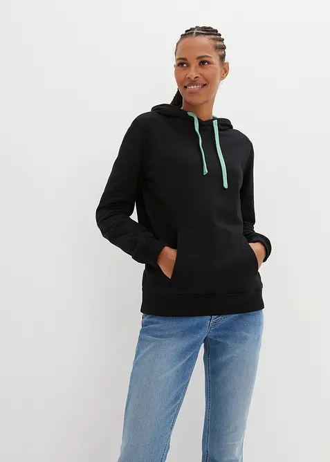 Sweatshirt med luva i ren ekologisk bomull, bonprix