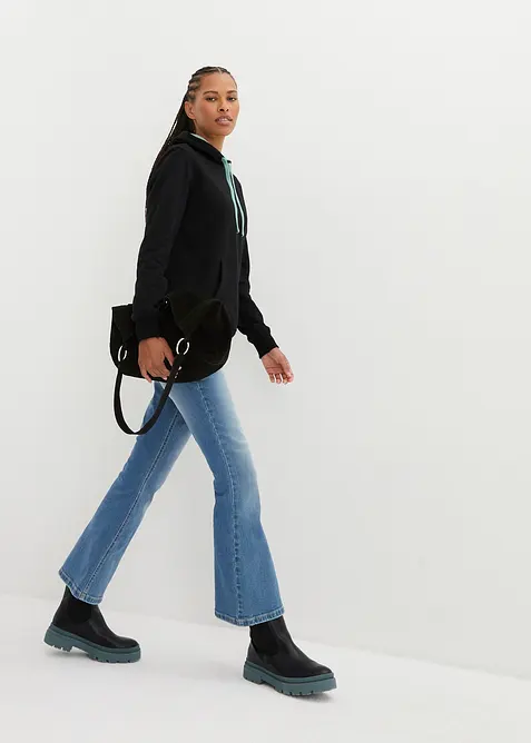 Sweatshirt med luva i ren ekologisk bomull, bonprix