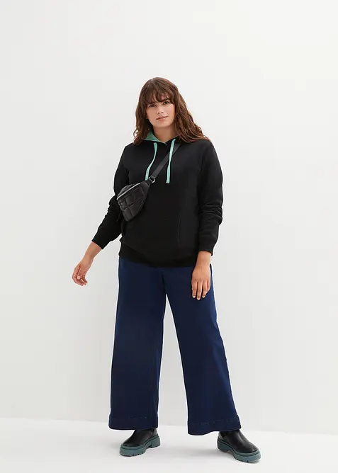Sweatshirt med luva i ren ekologisk bomull, bonprix