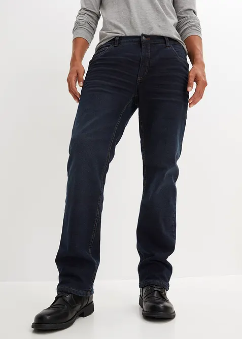 Fodrade jeans med stretch och resårlinning, Straight, bonprix