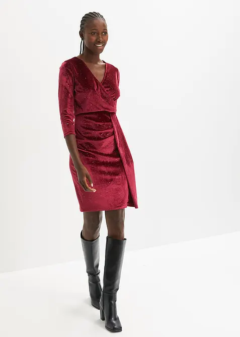 Glittrig minikl&auml;nning i mjuk sammet, bonprix