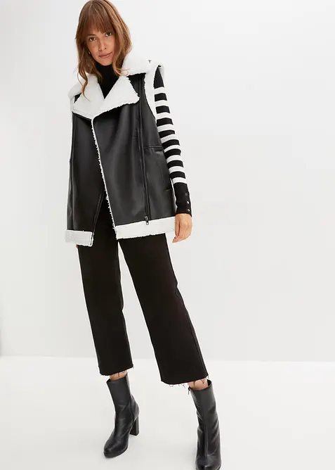 Randig polotröja i viskosmix, bonprix