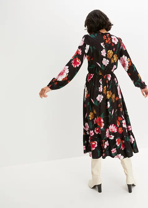 Mellanlång klänning i följsam viskos, bonprix