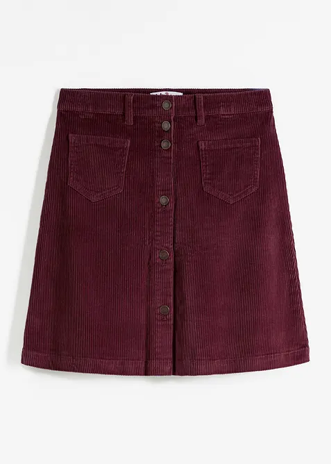 Stretchig manchesterkjol med knappgylf, bonprix