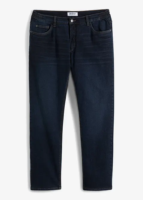 Fodrade jeans med stretch och resårlinning, Straight, bonprix
