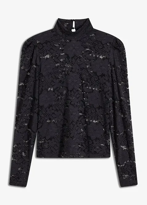 Figurnära, långärmad topp med spets, bonprix