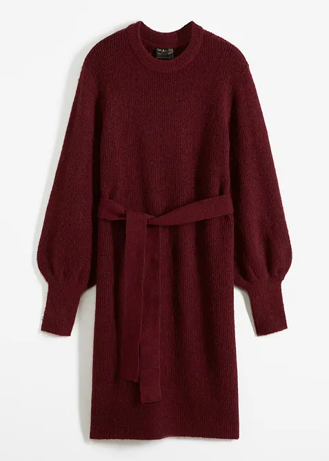 Stickad klänning med ballongärmar, bonprix